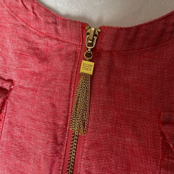 Ellen Tracy Linen Blend Red Short Sleeve Top Size XL - Picture 3 of 5